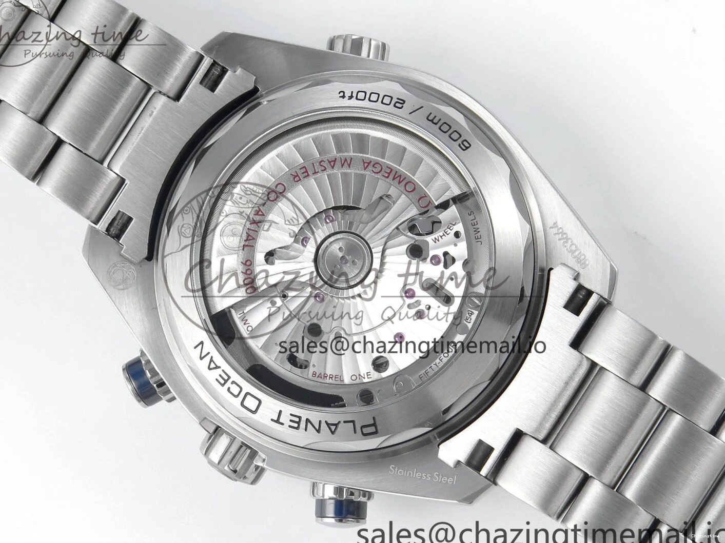 0319 Planet Ocean Master Chronometer 600M 45.5mm SS SCF 1:1 Best Edition Blue Bezel Blue Dial on SS Bracelet A9900 Super Clone Lightweight 7676